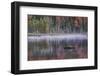 Autumn colors and mist on Council Lake at sunrise, Hiawatha National Forest, Michigan.-Adam Jones-Framed Photographic Print