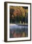 Autumn colors and mist on Council Lake at sunrise, Hiawatha National Forest, Michigan.-Adam Jones-Framed Photographic Print