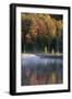 Autumn colors and mist on Council Lake at sunrise, Hiawatha National Forest, Michigan.-Adam Jones-Framed Photographic Print