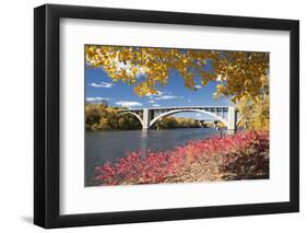Autumn Colors with Bridge over the Mississippi River, Minnesota-PhotoImages-Framed Photographic Print