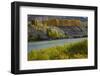 Autumn Colour at Bannockburn, and Kawarau Arm of Lake Dunstan, South Island, New Zealand-David Wall-Framed Photographic Print