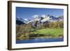 Autumn Colours Beside Loughrigg Tarn with Views to the Snow Dusted Mountains of the Langdale Pikes-Adam Burton-Framed Photographic Print