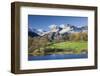 Autumn Colours Beside Loughrigg Tarn with Views to the Snow Dusted Mountains of the Langdale Pikes-Adam Burton-Framed Photographic Print