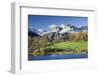 Autumn Colours Beside Loughrigg Tarn with Views to the Snow Dusted Mountains of the Langdale Pikes-Adam Burton-Framed Photographic Print