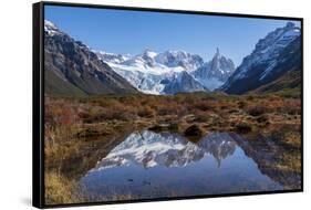 Autumn colours in Los Glaciares National Park, with reflections of Cerro Torro, Argentina-Ed Rhodes-Framed Stretched Canvas