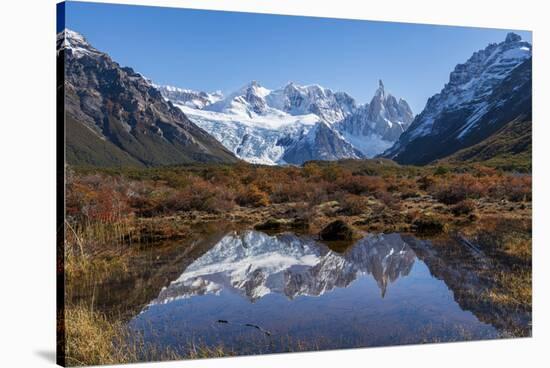 Autumn colours in Los Glaciares National Park, with reflections of Cerro Torro, Argentina-Ed Rhodes-Stretched Canvas