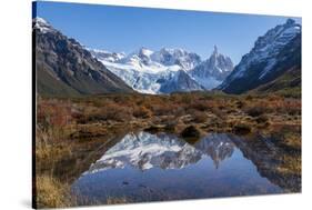 Autumn colours in Los Glaciares National Park, with reflections of Cerro Torro, Argentina-Ed Rhodes-Stretched Canvas