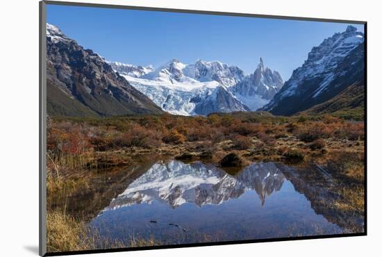 Autumn colours in Los Glaciares National Park, with reflections of Cerro Torro, Argentina-Ed Rhodes-Mounted Photographic Print