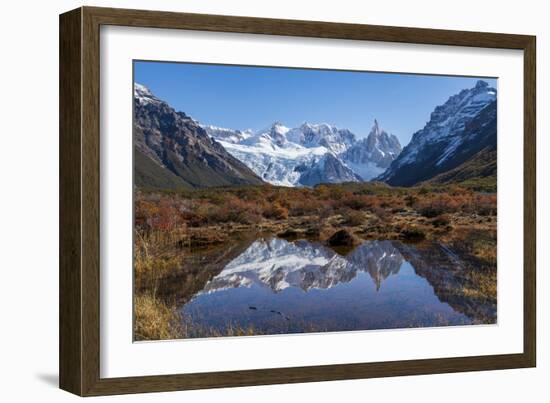 Autumn colours in Los Glaciares National Park, with reflections of Cerro Torro, Argentina-Ed Rhodes-Framed Photographic Print