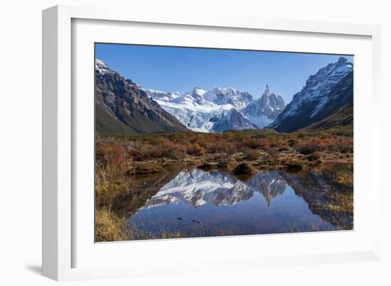 Autumn colours in Los Glaciares National Park, with reflections of Cerro Torro, Argentina-Ed Rhodes-Framed Photographic Print