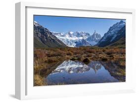 Autumn colours in Los Glaciares National Park, with reflections of Cerro Torro, Argentina-Ed Rhodes-Framed Photographic Print