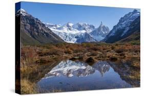 Autumn colours in Los Glaciares National Park, with reflections of Cerro Torro, Argentina-Ed Rhodes-Stretched Canvas