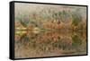 Autumn Colours Reflected in Grasmere Lake in the Lake District National Park-Julian Elliott-Framed Stretched Canvas