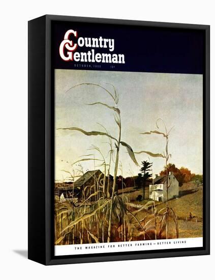 "Autumn Cornfield," Country Gentleman Cover, October 1, 1950-Andrew Wyeth-Framed Stretched Canvas