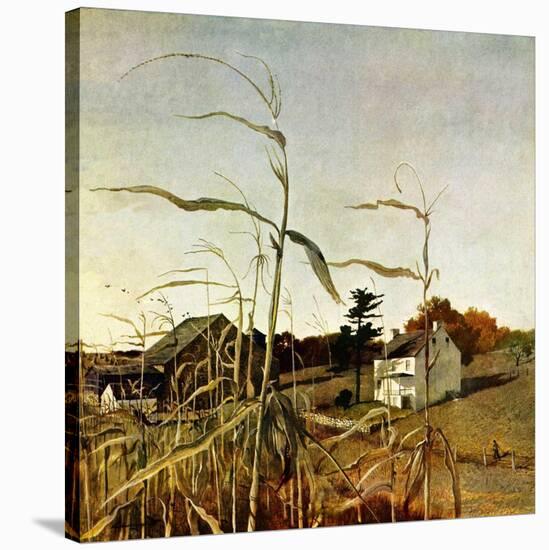 "Autumn Cornfield,"October 1, 1950-Andrew Wyeth-Stretched Canvas