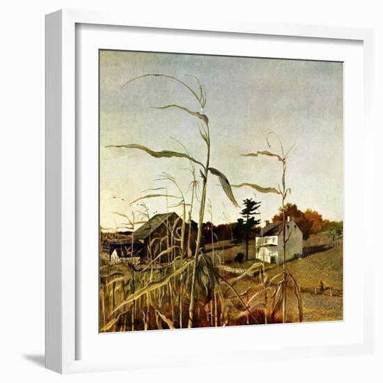 "Autumn Cornfield,"October 1, 1950-Andrew Wyeth-Framed Premium Giclee Print