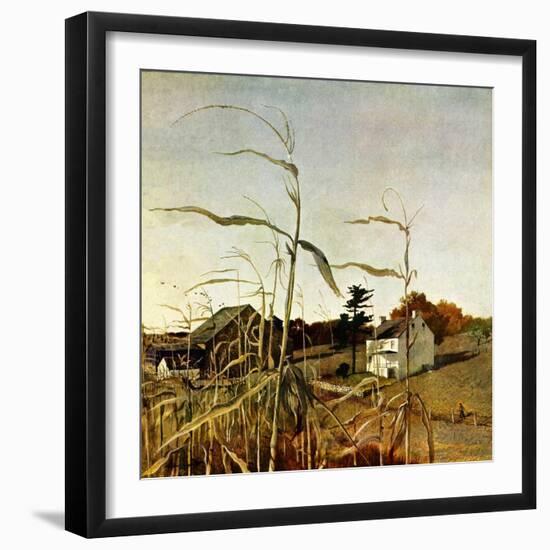 "Autumn Cornfield,"October 1, 1950-Andrew Wyeth-Framed Giclee Print