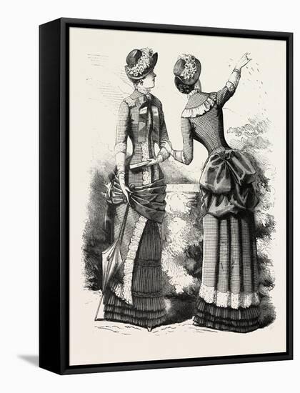 Autumn Costume Front and Back, Fashion, 1882-null-Framed Stretched Canvas