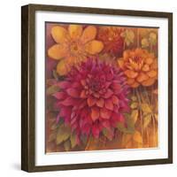 Autumn Dahlias 1-Vera Hills-Framed Art Print