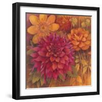 Autumn Dahlias 1-Vera Hills-Framed Art Print