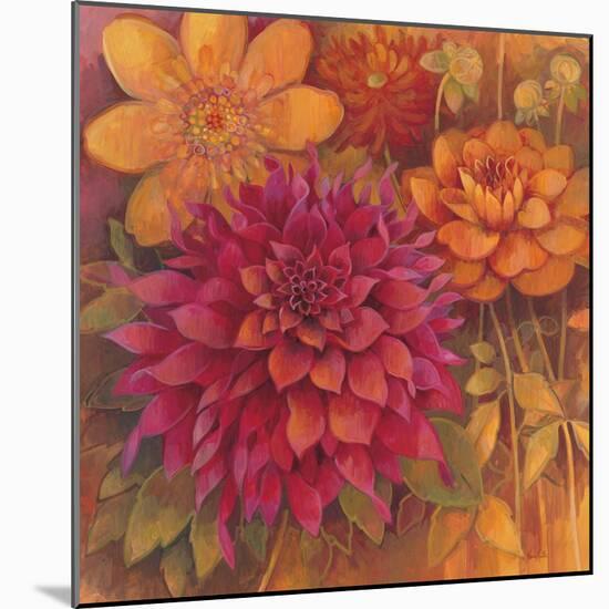 Autumn Dahlias 1-Vera Hills-Mounted Art Print