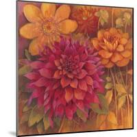 Autumn Dahlias 1-Vera Hills-Mounted Art Print