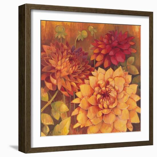 Autumn Dahlias 2-Vera Hills-Framed Art Print