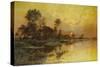 Autumn Evening - Somme Marshes; Soir D'Automne - Marais De La Somme-Albert Gabriel Rigolot-Stretched Canvas