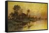 Autumn Evening - Somme Marshes; Soir D'Automne - Marais De La Somme-Albert Gabriel Rigolot-Framed Stretched Canvas