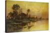 Autumn Evening - Somme Marshes; Soir D'Automne - Marais De La Somme-Albert Gabriel Rigolot-Stretched Canvas