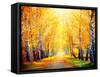 Autumn. Fall. Autumnal Park. Autumn Trees and Leaves in Sun Rays. Beautiful Autumn Scene-Subbotina Anna-Framed Stretched Canvas