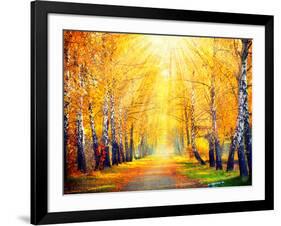 Autumn. Fall. Autumnal Park. Autumn Trees and Leaves in Sun Rays. Beautiful Autumn Scene-Subbotina Anna-Framed Photographic Print