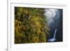 Autumn Fall Color and Sun-Streaked Mist at Metlako Falls on Eagle Creek in the Columbia Gorge-Gary Luhm-Framed Photographic Print