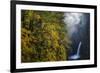 Autumn Fall Color and Sun-Streaked Mist at Metlako Falls on Eagle Creek in the Columbia Gorge-Gary Luhm-Framed Photographic Print