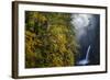 Autumn Fall Color and Sun-Streaked Mist at Metlako Falls on Eagle Creek in the Columbia Gorge-Gary Luhm-Framed Photographic Print