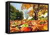 Autumn, Fall Landscape in Park. Colorful Leaves, Sunny Blue Sky.-Michal Bednarek-Framed Stretched Canvas