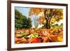 Autumn, Fall Landscape in Park. Colorful Leaves, Sunny Blue Sky.-Michal Bednarek-Framed Photographic Print