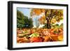 Autumn, Fall Landscape in Park. Colorful Leaves, Sunny Blue Sky.-Michal Bednarek-Framed Photographic Print