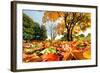 Autumn, Fall Landscape in Park. Colorful Leaves, Sunny Blue Sky.-Michal Bednarek-Framed Photographic Print