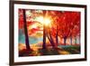 Autumn. Fall Scene. Beautiful Autumnal Park. Beauty Nature Scene. Autumn Landscape, Trees and Leave-Subbotina Anna-Framed Photographic Print