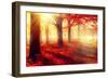 Autumn. Fall Scene. Beautiful Autumnal Park. Beauty Nature Scene. Autumn Trees and Leaves, Foggy Fo-Subbotina Anna-Framed Photographic Print