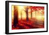 Autumn. Fall Scene. Beautiful Autumnal Park. Beauty Nature Scene. Autumn Trees and Leaves, Foggy Fo-Subbotina Anna-Framed Photographic Print