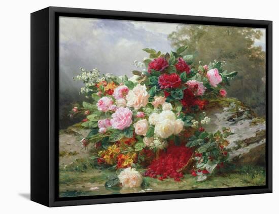 Autumn Flowers-Jean Baptiste Claude Robie-Framed Stretched Canvas