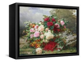 Autumn Flowers-Jean Baptiste Claude Robie-Framed Stretched Canvas