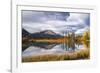 Autumn foliage and mountain lake, Jasper National Park, UNESCO World Heritage Site, Canadian Rockie-Jon Reaves-Framed Photographic Print