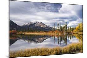 Autumn foliage and mountain lake, Jasper National Park, UNESCO World Heritage Site, Canadian Rockie-Jon Reaves-Mounted Photographic Print