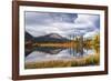 Autumn foliage and mountain lake, Jasper National Park, UNESCO World Heritage Site, Canadian Rockie-Jon Reaves-Framed Photographic Print