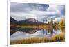 Autumn foliage and mountain lake, Jasper National Park, UNESCO World Heritage Site, Canadian Rockie-Jon Reaves-Framed Photographic Print