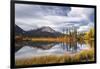 Autumn foliage and mountain lake, Jasper National Park, UNESCO World Heritage Site, Canadian Rockie-Jon Reaves-Framed Photographic Print