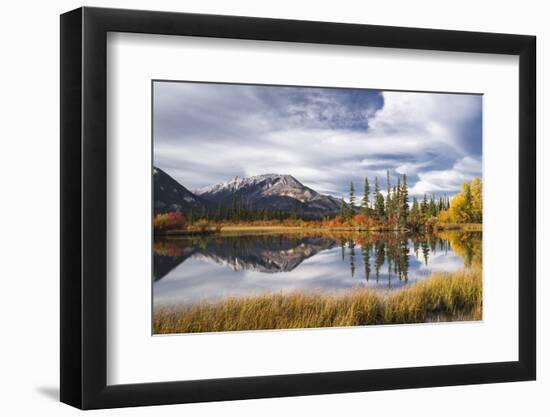 Autumn foliage and mountain lake, Jasper National Park, UNESCO World Heritage Site, Canadian Rockie-Jon Reaves-Framed Photographic Print